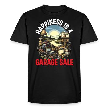 Vente de garage Dicton Shopping Friperie - T-shirt Premium bio Homme - noir - Devant - Nico (187cm)