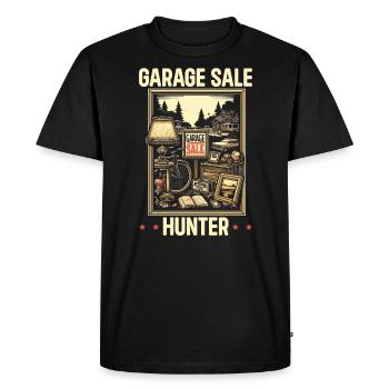 Vente de garage Dicton Shopping Friperie - T-shirt Premium bio Homme - noir - Devant - Nico (187cm)