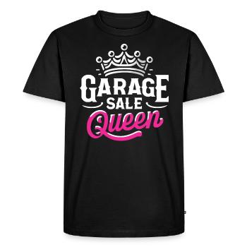 Vente de garage Dicton Shopping Friperie - T-shirt Premium bio Homme - noir - Devant - Nico (187cm)
