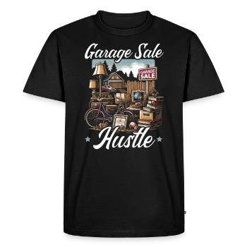 Vente de garage Dicton Shopping Friperie - T-shirt Premium bio Homme - noir - Devant - Nico (187cm)