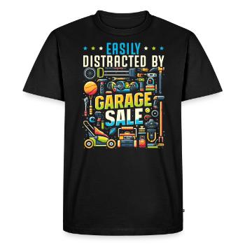 Vente de garage Dicton Shopping Friperie - T-shirt Premium bio Homme - noir - Devant - Nico (187cm)