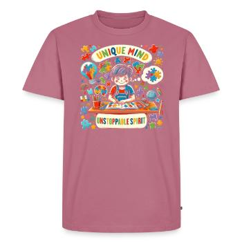 AuDHD Autisme TDAH Spectre autistique Neurodiversité - T-shirt Premium bio Homme - mauve - Devant - Nico (187cm)