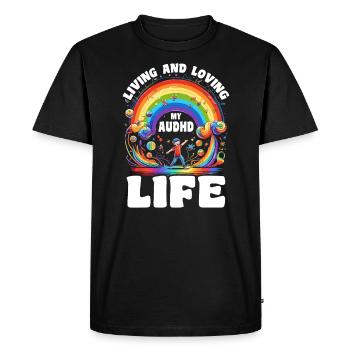 AuDHD Autisme TDAH Spectre autistique Neurodiversité - T-shirt Premium bio Homme - noir - Devant - Nico (187cm)
