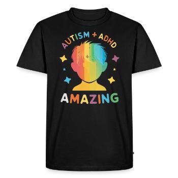 AuDHD Autisme TDAH Spectre autistique Neurodiversité - T-shirt Premium bio Homme - noir - Devant - Nico (187cm)