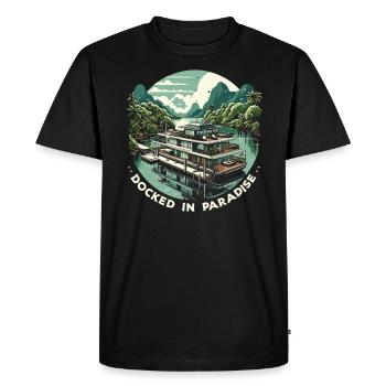 Houseboat Owner Lake Anchor House Boat Boating - Men's Premium Organic T-Shirt - black - Front - Nico (187cm)