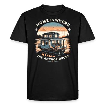Houseboat Owner Lake Anchor House Boat Boating - Men's Premium Organic T-Shirt - black - Front - Nico (187cm)