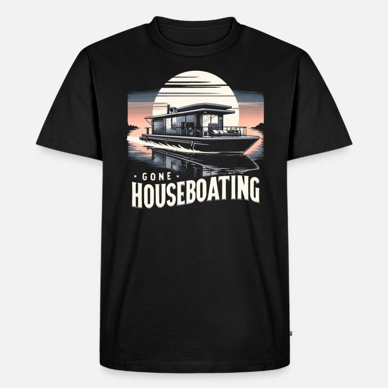 Hausbootbesitzer Seeanker Hausboot Bootfahren - Männer Premium Bio T-Shirt - Schwarz
