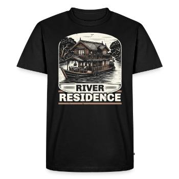 Houseboat Owner Lake Anchor House Boat Boating - Men's Premium Organic T-Shirt - black - Front - Nico (187cm)