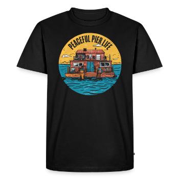 Houseboat Owner Lake Anchor House Boat Boating - Men's Premium Organic T-Shirt - black - Front - Nico (187cm)