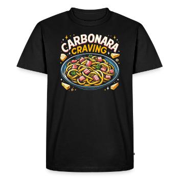 Nouilles carbonara Pâtes Nouilles Cuisine italienne - T-shirt Premium bio Homme - noir - Devant - Nico (187cm)