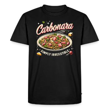 Nouilles carbonara Pâtes Nouilles Cuisine italienne - T-shirt Premium bio Homme - noir - Devant - Nico (187cm)