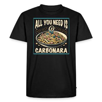 Nouilles carbonara Pâtes Nouilles Cuisine italienne - T-shirt Premium bio Homme - noir - Devant - Nico (187cm)