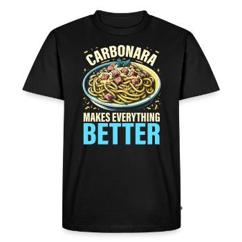 Nouilles carbonara Pâtes Nouilles Cuisine italienne - T-shirt Premium bio Homme - noir - Devant - Nico (187cm)