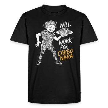 Nouilles carbonara Pâtes Nouilles Cuisine italienne - T-shirt Premium bio Homme - noir - Devant - Nico (187cm)