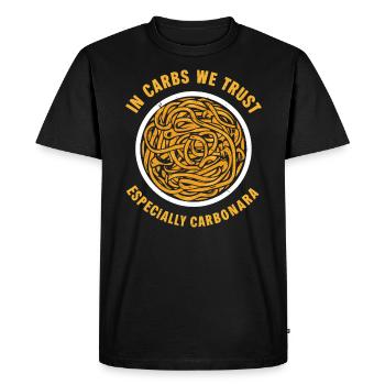 Nouilles carbonara Pâtes Nouilles Cuisine italienne - T-shirt Premium bio Homme - noir - Devant - Nico (187cm)