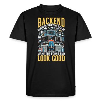 Backend Developer Programming Software Programmer - Men's Premium Organic T-Shirt - black - Front - Nico (187cm)