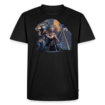 Aztec Warrior Indigenous Mexican Aztec Jaguar - Men's Premium Organic T-Shirt - black - Front - Nico (187cm)