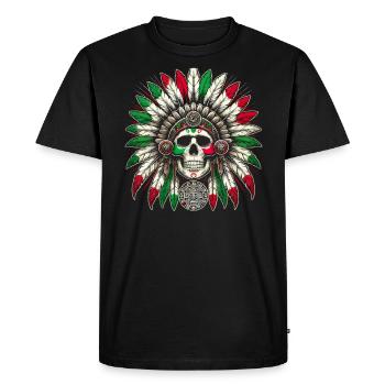 Guerrier aztèque Jaguar aztèque mexicain indigène - T-shirt Premium bio Homme - noir - Devant - Nico (187cm)
