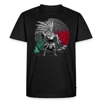 Aztec Warrior Indigenous Mexican Aztec Jaguar - Men's Premium Organic T-Shirt - black - Front - Nico (187cm)