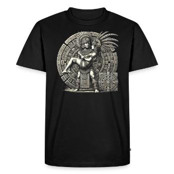 Guerrier aztèque Jaguar aztèque mexicain indigène - T-shirt Premium bio Homme - noir - Devant - Nico (187cm)