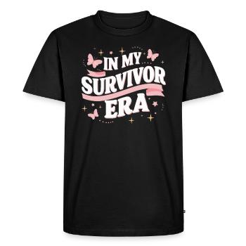 Ruban de sensibilisation au cancer du sein pour les survivantes du cancer - T-shirt Premium bio Homme - noir - Devant - Nico (187cm)