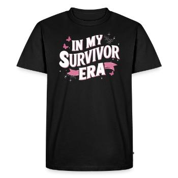 Ruban de sensibilisation au cancer du sein pour les survivantes du cancer - T-shirt Premium bio Homme - noir - Devant - Nico (187cm)