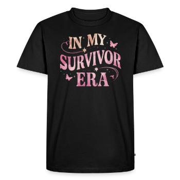 Ruban de sensibilisation au cancer du sein pour les survivantes du cancer - T-shirt Premium bio Homme - noir - Devant - Nico (187cm)