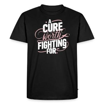 Sensibilisation au cancer du sein Soutien au cancer Ruban rose - T-shirt Premium bio Homme - noir - Devant - Nico (187cm)