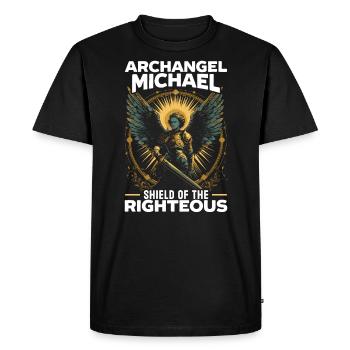 Archange Michel Catholique Christianisme Ange - T-shirt Premium bio Homme - noir - Devant - Nico (187cm)