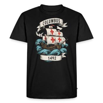 Columbus Day Christopher Columbus Italian American - Men's Premium Organic T-Shirt - black - Front - Nico (187cm)