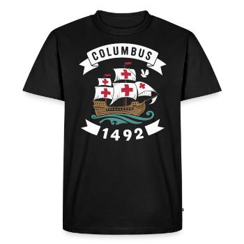 Columbus Day Christopher Columbus Italian American - Men's Premium Organic T-Shirt - black - Front - Nico (187cm)