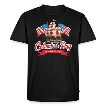 Columbus Day Christophe Colomb Italo-Américain - T-shirt Premium bio Homme - noir - Devant - Nico (187cm)