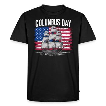 Columbus Day Christophe Colomb Italo-Américain - T-shirt Premium bio Homme - noir - Devant - Nico (187cm)