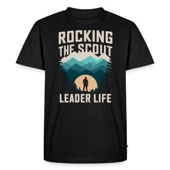 Chef scout Tente de camping autour d’un feu de camp - T-shirt Premium bio Homme - noir - Devant - Nico (187cm)
