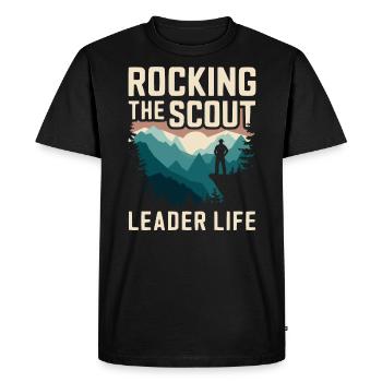 Chef scout Tente de camping autour d’un feu de camp - T-shirt Premium bio Homme - noir - Devant - Nico (187cm)