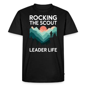 Chef scout Tente de camping autour d’un feu de camp - T-shirt Premium bio Homme - noir - Devant - Nico (187cm)
