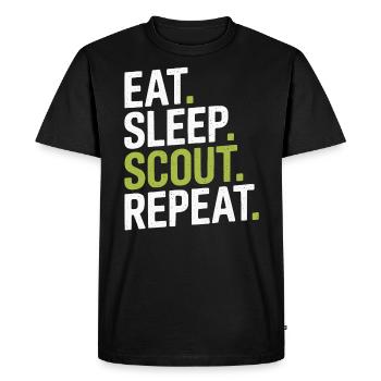 Chef scout Tente de camping autour d’un feu de camp - T-shirt Premium bio Homme - noir - Devant - Nico (187cm)