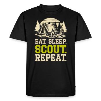 Chef scout Tente de camping autour d’un feu de camp - T-shirt Premium bio Homme - noir - Devant - Nico (187cm)