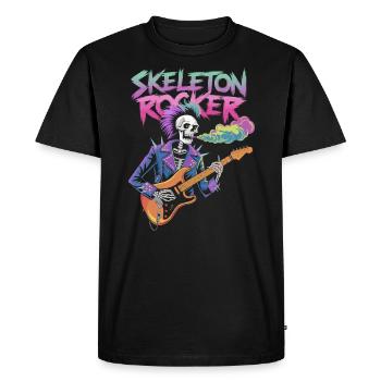 Skeleton Guitar Player Bones Guitarist Musician - Men's Premium Organic T-Shirt - black - Front - Nico (187cm)