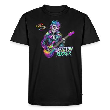 Skeleton Guitar Player Bones Guitarist Musician - Men's Premium Organic T-Shirt - black - Front - Nico (187cm)