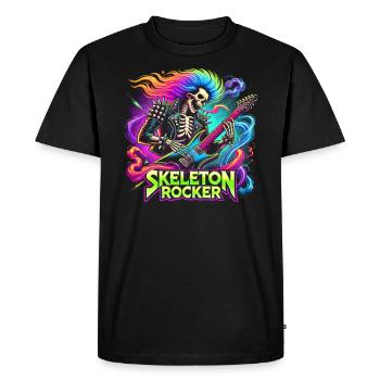Skeleton Guitar Player Bones Guitarist Musician - Men's Premium Organic T-Shirt - black - Front - Nico (187cm)