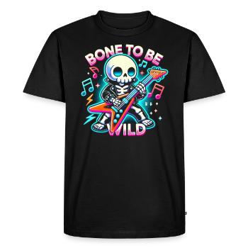 Squelette Guitariste Joueur Bones Guitariste Musicien - T-shirt Premium bio Homme - noir - Devant - Nico (187cm)