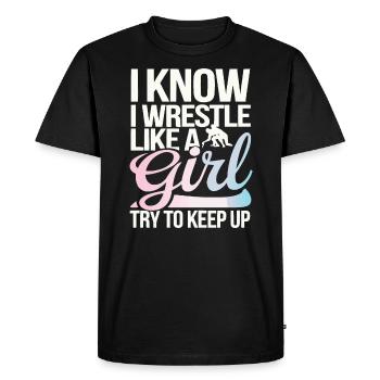 Filles Lutte Lutte Grappling Lutteuse Fille - T-shirt Premium bio Homme - noir - Devant - Nico (187cm)