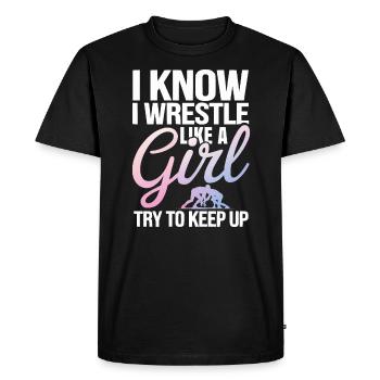 Filles Lutte Lutte Grappling Lutteuse Fille - T-shirt Premium bio Homme - noir - Devant - Nico (187cm)