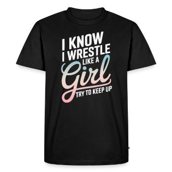 Filles Lutte Lutte Grappling Lutteuse Fille - T-shirt Premium bio Homme - noir - Devant - Nico (187cm)