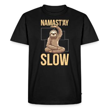 Lazy Sloth Yoga Méditation Zen Instructeur de Yoga - T-shirt Premium bio Homme - noir - Devant - Nico (187cm)