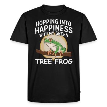 Grenouille verte américaine Amoureux de l’animal Grenouille Crapaud - T-shirt Premium bio Homme - noir - Devant - Nico (187cm)