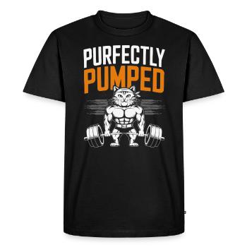 Bodybuilding Cat Fitness Workout Gym Instructor - Men's Premium Organic T-Shirt - black - Front - Nico (187cm)