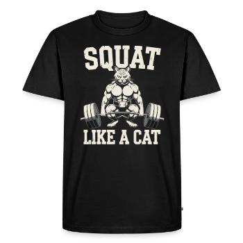Bodybuilding Cat Fitness Workout Gym Instructor - Men's Premium Organic T-Shirt - black - Front - Nico (187cm)