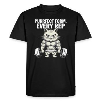 Instructeur de salle de musculation pour chats - T-shirt Premium bio Homme - noir - Devant - Nico (187cm)
